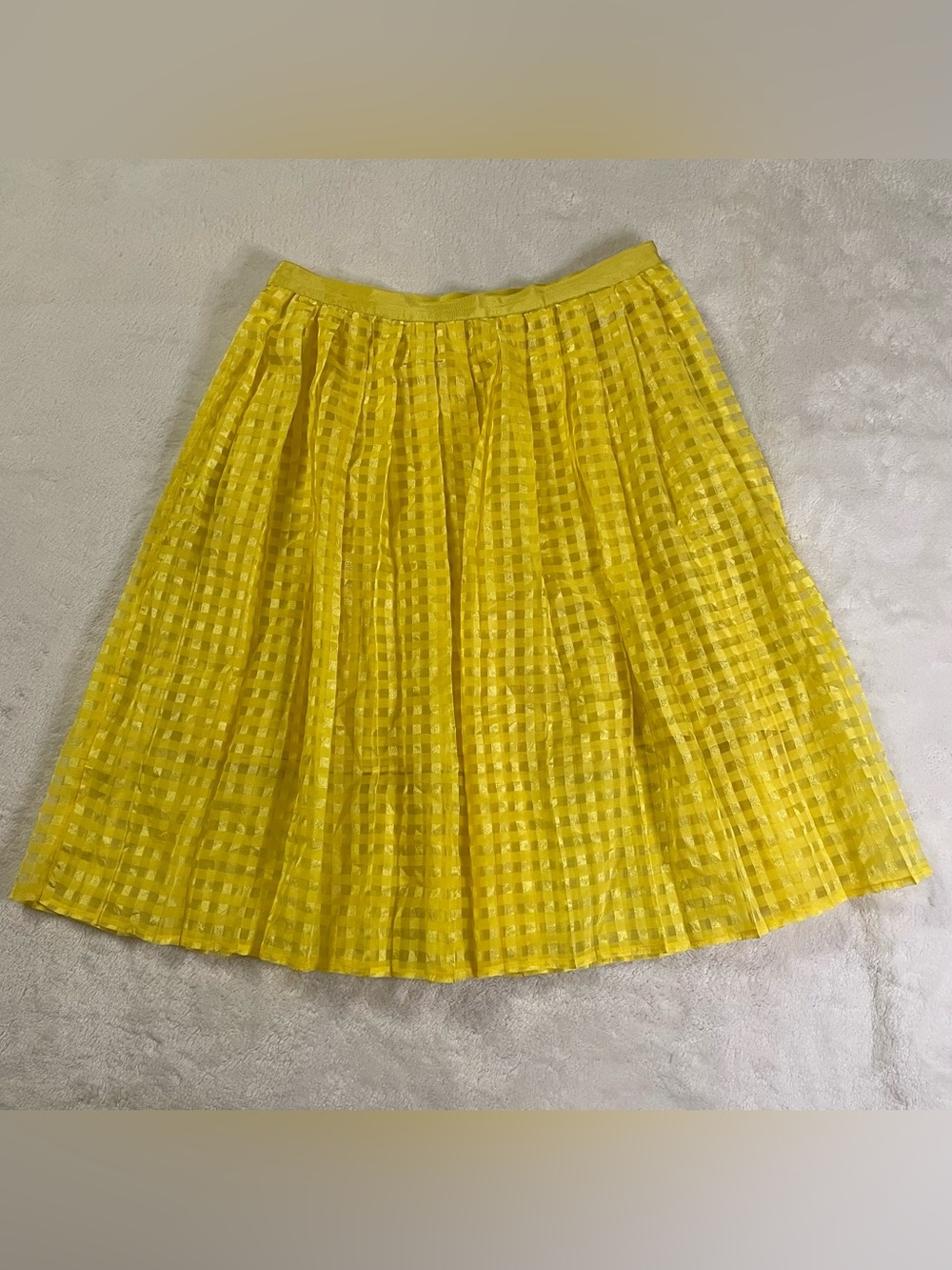 Elle Bright Yellow Checkered Mid Length Skirt size 12